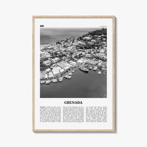 Stampa Grenada in bianco e nero, Arte murale Grenada, Poster Grenada, Foto Grenada, Decorazioni Grenada, Gwenad, Indie Occidentali, Saint Vincent, Caraibi