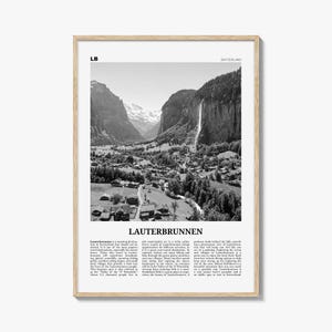 Lauterbrunnen Print Black and White, Lauterbrunnen Wall Art, Lauterbrunnen Poster, Lauterbrunnen Photo, Lauterbrunnen Décor, Switzerland