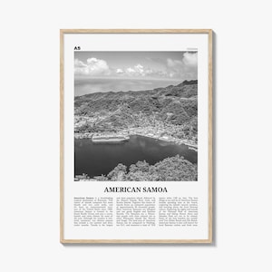 American Samoa Poster Print Black and White, United States Travel Wall Art, Oceania Decor