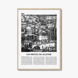 San Miguel de Allende Impresión Blanco y Negro, San Miguel de Allende Wall Art, Cartel de San Miguel de Allende, San Miguel de Allende, México