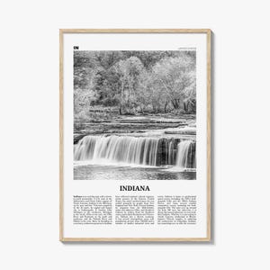 Indiana Print Black and White No 1, Indiana Wall Art, Indiana Poster, Indiana Photo, Indiana Wall Décor, Indiana Map, United States