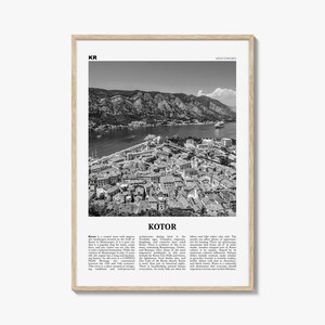 Kotor Print Schwarzweiß, Kotor Wandkunst, Kotor Poster, Kotor Foto, Kotor Wanddekor, Коtron, Podmont, Europa