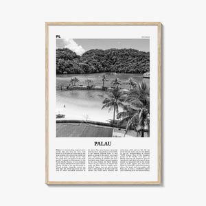 Palau Poster Print Black and White, Oceania Travel Wall Art, Tropical Beach Photography