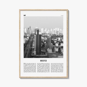 Hefei Print Black and White, Hefei Wall Art, Hefei Poster, Hefei Photo, Hefei Wall Décor, Hefei Map, China
