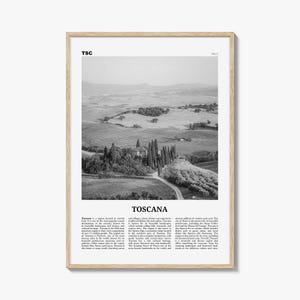 Impresión en blanco y negro de Toscana, arte mural de Toscana, póster de Toscana, foto de Toscana, decoración de pared de Toscana, mapa de Toscana