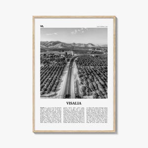 Visalia Print Black and White, Visalia Wall Art, Visalia Poster, Visalia Photo, Visalia Map, Visalia Wall Decor, California, USA