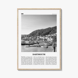 Dartmouth Print Black and White England, Dartmouth Wall Art, Dartmouth Poster, Dartmouth Photo, Dartmouth Décor, Dartmouth Map, UK