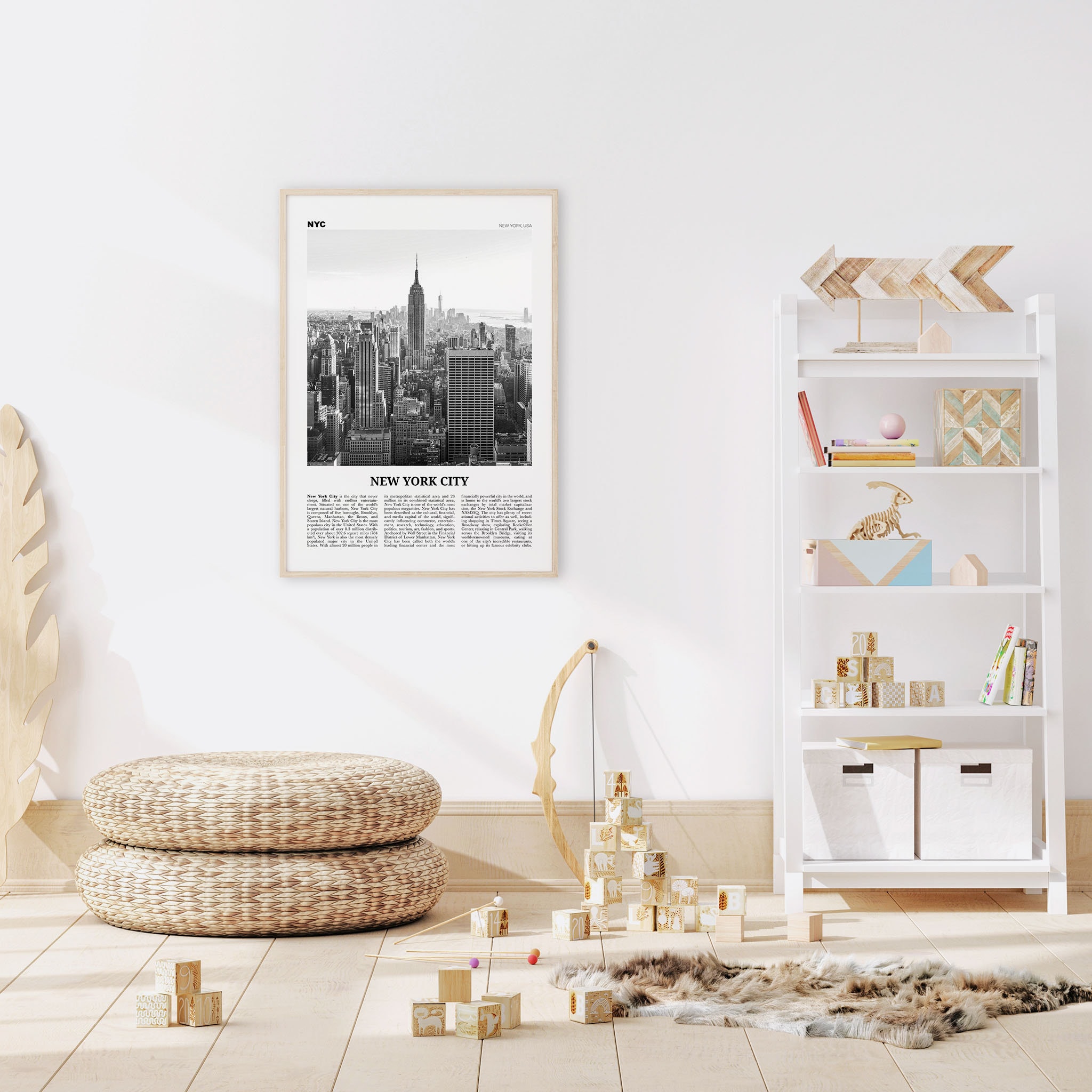 Discover New York City Print Black and White Skyline, New York Wall Art, New York Posters