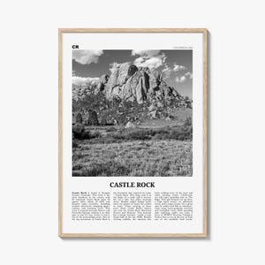 Impression Castle Rock noir et blanc, art mural Castle Rock, affiche Castle Rock, photo Castle Rock, décoration murale Castle Rock, Colorado, États-Unis