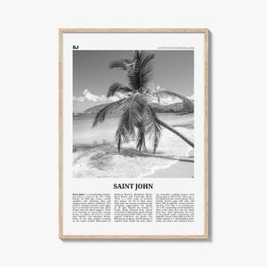 Saint John-posterafdruk zwart-wit, Caribisch strand fotomuurkunst