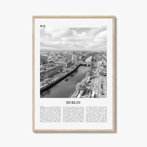 Dublin Poster Print Black and White, River Liffey Photo, Ireland Wall Art