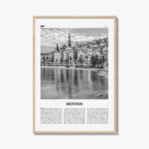 Menton Print Schwarz und weiß, Menton Wandkunst, Menton Poster, Menton Foto, Menton Wanddekor, Menton Karte, Frankreich