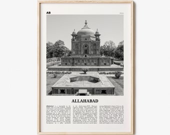 Allahabad Print Black and White, Allahabad Wall Art, Allahabad Poster, Allahabad Photo, Allahabad Wall Décor, Allahabad Map, India
