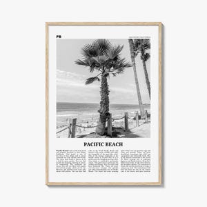 Pacific Beach Print Black and White No 2, Pacific Beach Wall Art, Pacific Beach Poster, Pacific Beach Photo, San Diego, California, USA