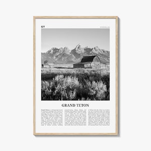 Grand Teton National Park Print: Black and White Wyoming Landscape
