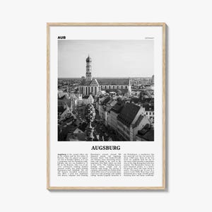Augsburg Poster Schwarzweiß, Augsburg Wandkunst, Augsburg Poster, Augsburg Foto, Augsburg Wanddekoration, Augsburg Karte, Deutschland