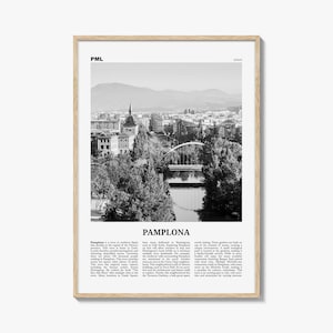 Pamplona Poster Schwarzweiß, Pamplona Wandkunst, Pamplona Poster, Pamplona Foto, Pamplona Wanddekor, Pamplona Karte, Spanien