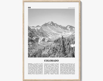 Colorado Poster Print Black and White, Rocky Mountains Photo, Travel Wall Art