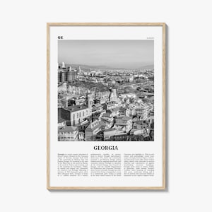 Stampa del paese della Georgia in bianco e nero, arte della parete della Georgia, poster della Georgia, foto della Georgia, decorazione della parete, საქართველო, Sakartvelo, Tbilisi, Europa
