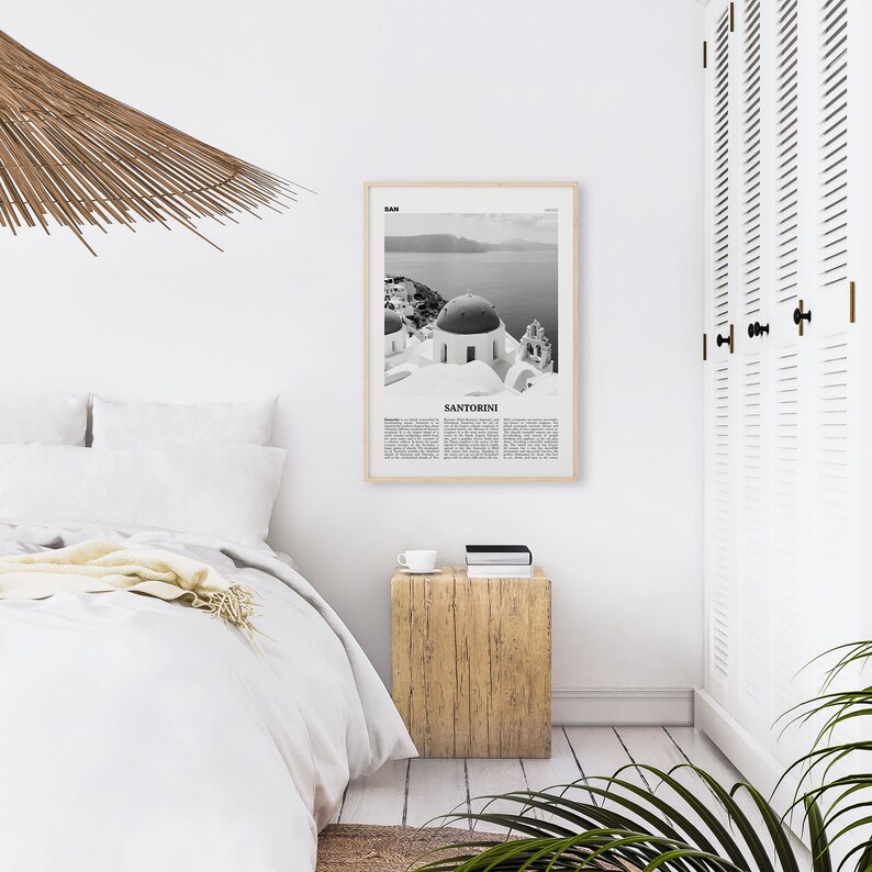 Santorini Print Black and White Santorini Wall Art Santorini Etsy