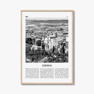 Cuenca Print Schwarzweiß Spanien, Cuenca Wandkunst, Cuenca Poster, Cuenca Foto, Cuenca Wanddekor, Spanien, Castilla-La Mancha, España