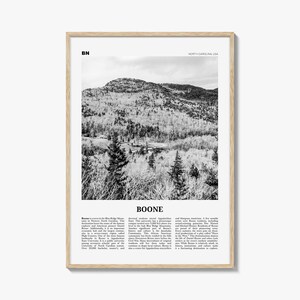 Boone print zwart-wit nr. 2, Boone natuur kunst aan de muur, Boone poster, Boone foto, Boone wanddecoratie, Boone kaart, North Carolina, VS