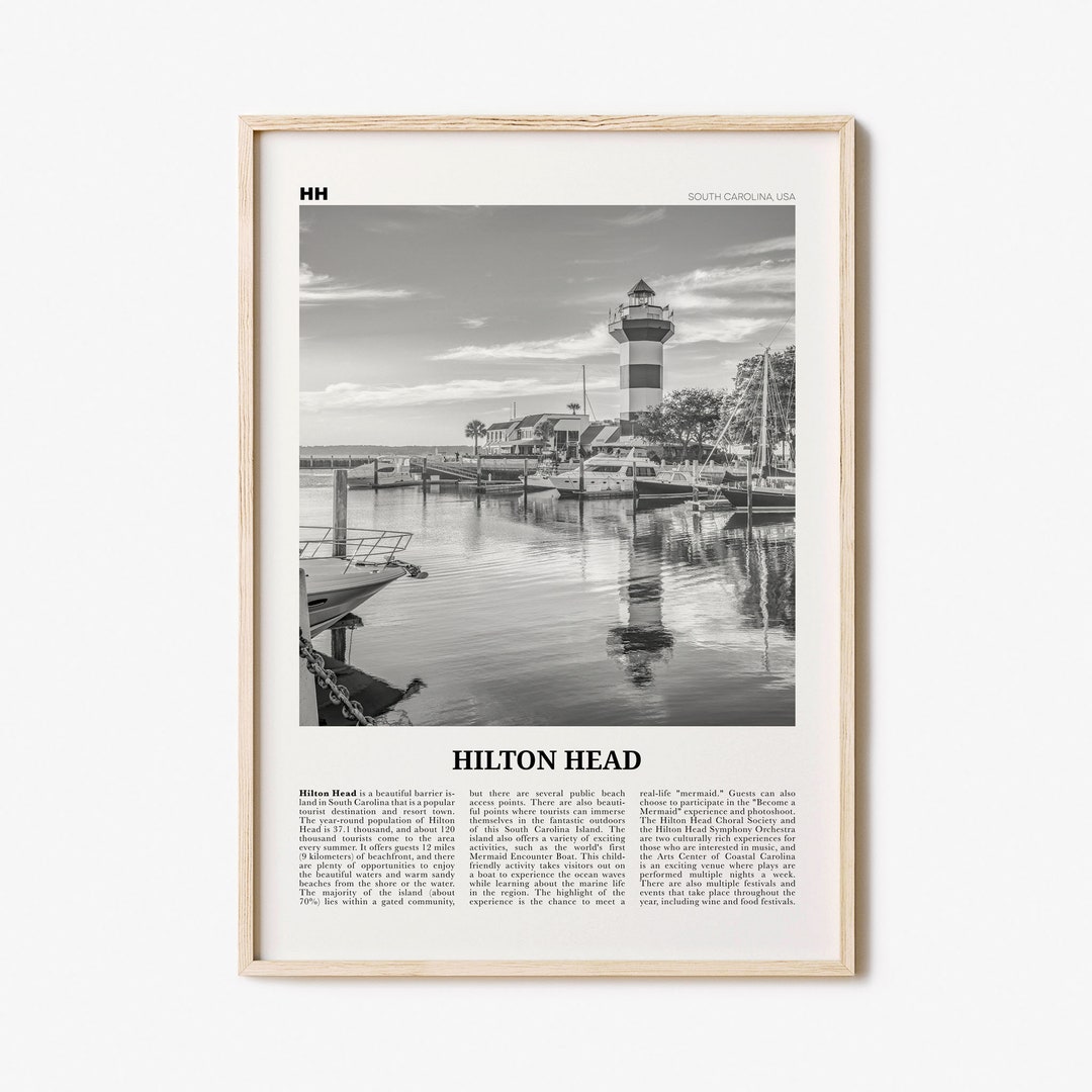 Hilton Head Island Print Black and White Hilton Head Wall - Etsy