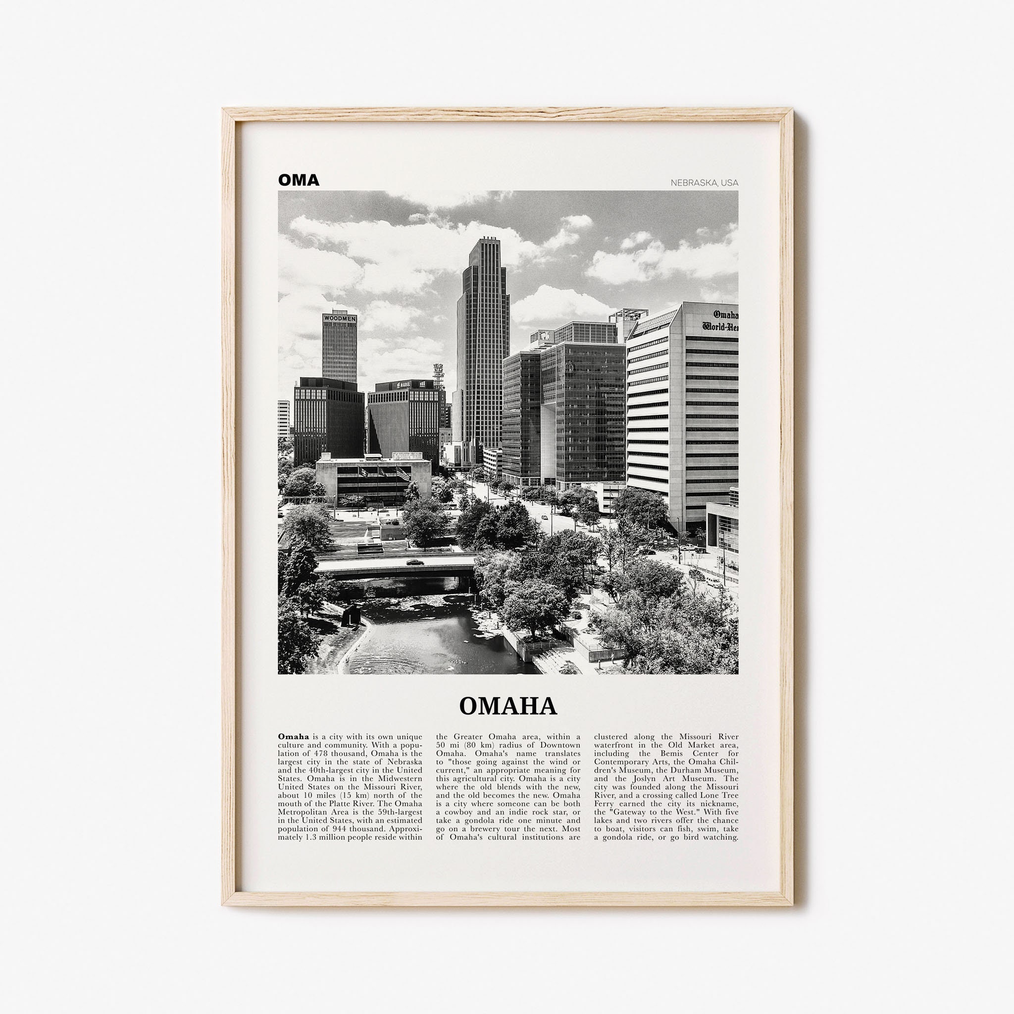 Omaha Print Black and White No 1 Omaha Wall Art Omaha pic image