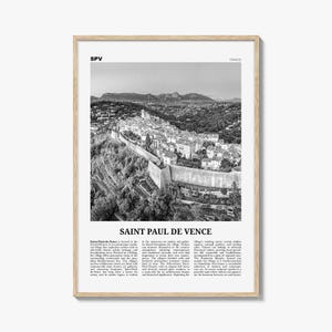 Impression noir et blanc Saint-Paul de Vence, art mural Saint-Paul de Vence, affiche Saint-Paul de Vence, photo Saint-Paul de Vence, décoration, carte