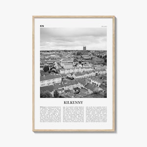 Kilkenny Print Black and White, Kilkenny Wall Art, Kilkenny Poster, Kilkenny Photo, Kilkenny Wall Décor, Kilkenny Map, Ireland