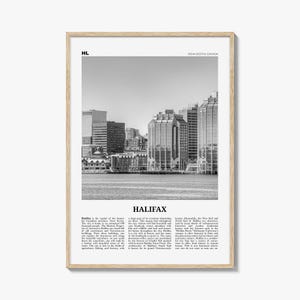 Halifax Poster Print Black and White, Canada Travel Wall Art, Nova Scotia Coastal Decor