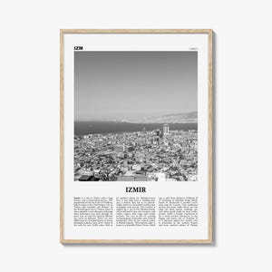 Izmir Poster Print Black and White, Clock Tower Photo, Turkey Travel Wall Art, Aegean Coast