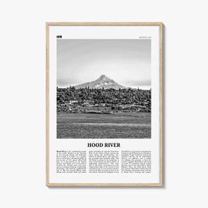 Hood River Druck schwarz weiß, Hood River Wandkunst, Hood River Poster, Hood River Foto, Hood River Karte, Hood River Wanddekoration, Oregon