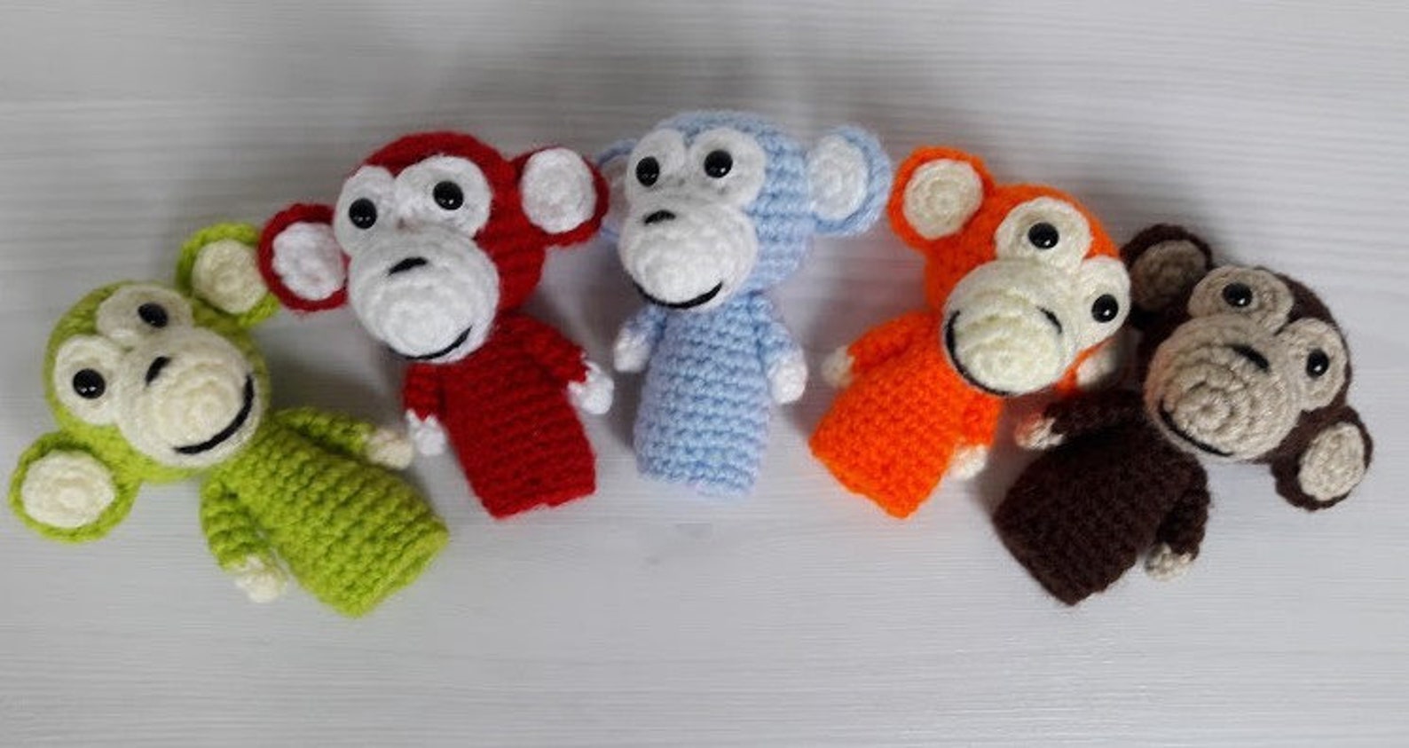Crochet 5 Little Monkeys Finger Puppets PDF Pattern Etsy