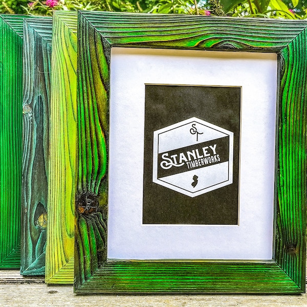 Bright, Colorful Farmhouse Picture Frames in 4 Shades of Green (8x10)