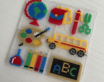 Back to school fuse bead template, back to school pattern, perler bead pattern, Hama bead pattern, Artkal beads, bügelperlen, iron on beads