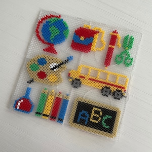 Back to school fuse bead template, back to school pattern, perler bead pattern, Hama bead pattern, Artkal beads, bügelperlen, iron on beads