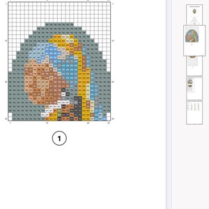 May include: A color chart with a grid of 29 rows and 25 columns. Each square is filled with a different color, ranging from light blue to dark brown. The chart is labeled with numbers 1 through 29 on the left side and 1 through 25 on the top.