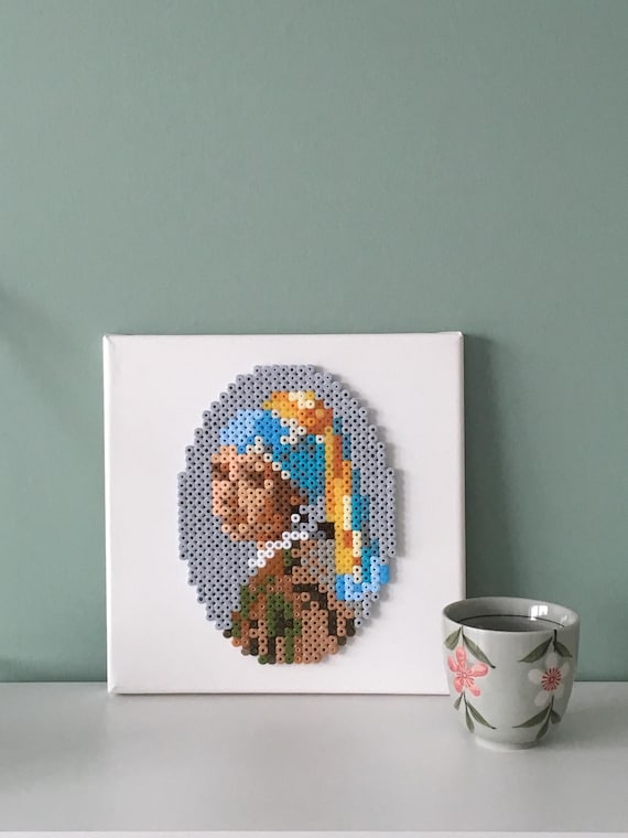 Girl with a Pearl Earring pattern, perler bead pattern, bügelperlen, Hama bead pattern, Perler bead template, pixelart, Meisje met de Parel