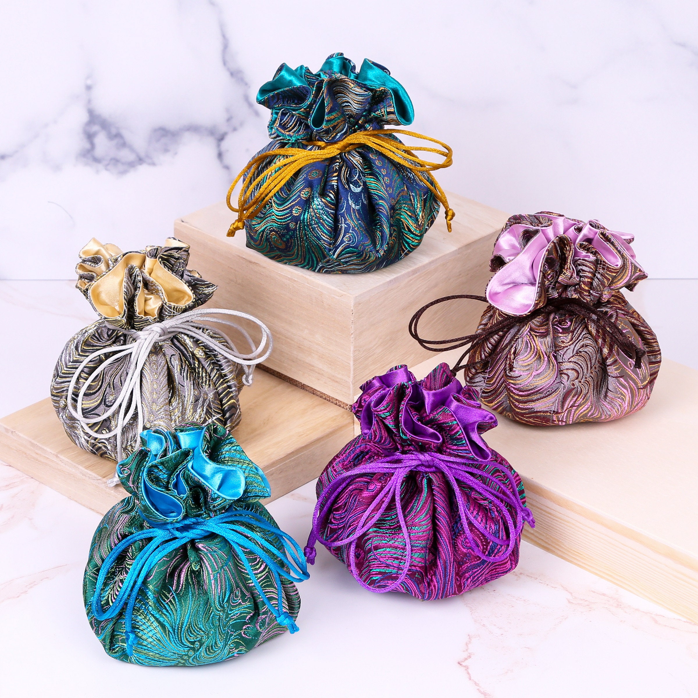 Drawstring Jewelry Bags Multi Size Gift Packaging Wedding Pouches