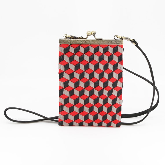 Geometric Woven Ribbon Shoulder Bag: Hand Woven Purse