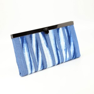 Billetera de algodón azul índigo teñida a mano, billetera de embrague, billetera de patchwork, billetera de mujer hecha a mano