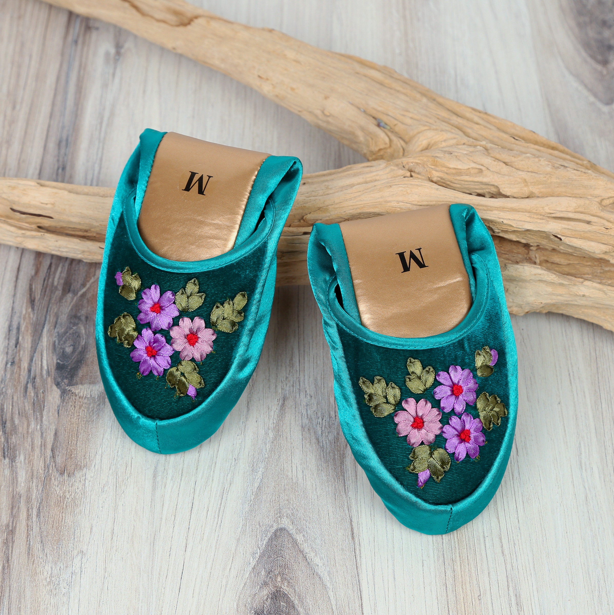 Teal Slippers Etsy