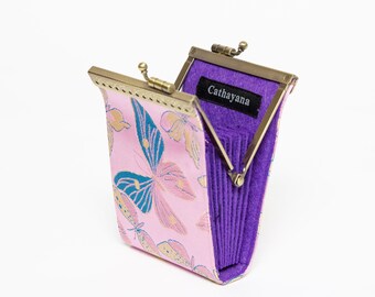 Butterfly Brocade Credit Card Holder: Kiss Clasp RFID Wallet