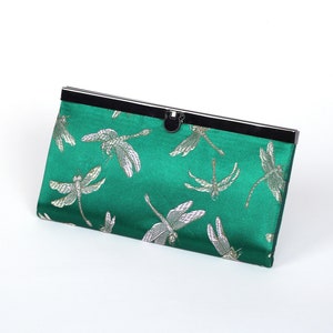 Cartera Cathayana para mujer, cartera estilo clutch hecha a mano, cartera sobre de efectivo, cartera de brocado de pavo real