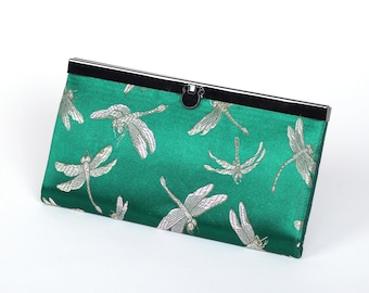 Cathayana Womens Wallet,  Handmade Clutch Style Wallet, Cash Envelope Wallet, Peacock Brocade Wallet