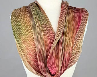 Hand Dyed Silk Shawl, Rose Garden Scarf, Wearable Art, Handmade Artisanship,  Japanese Shibori Technique