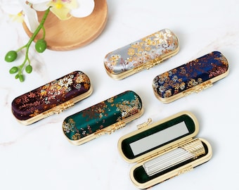 Estuche de lápiz labial floral, organizador de lápiz labial, soporte de lápiz labial con espejo