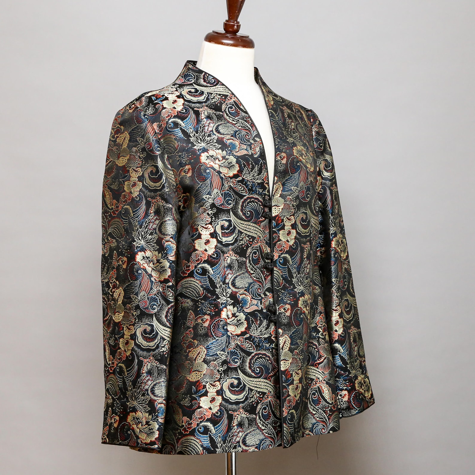 Womens Jacket With Handmade Frog Knot Closures Black Floral - Etsy