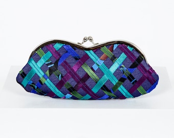 Handmade Woven Ribbon Eyeglass Case with Kiss Clasp